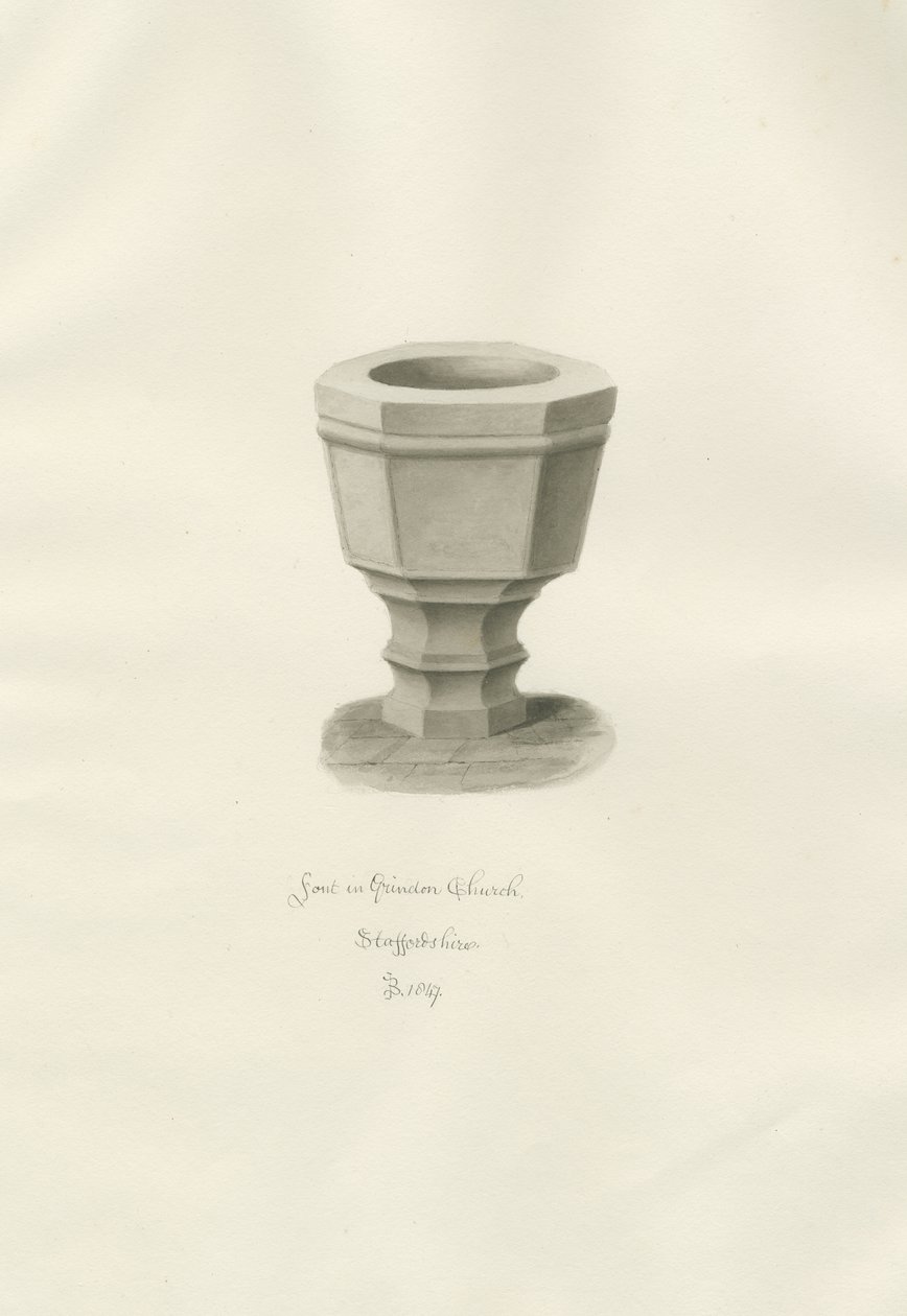 Taufbecken in der Grindon Kirche von John Buckler