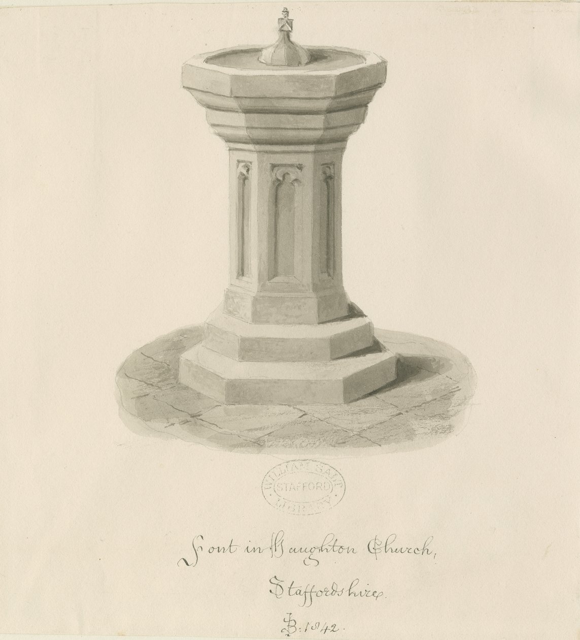 Taufbecken in der Haughton Kirche von John Buckler
