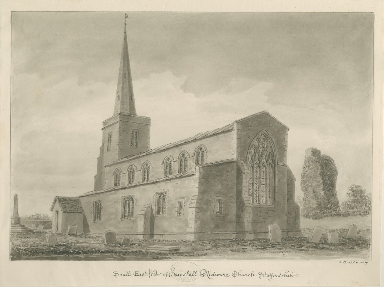 Hamstall Ridware Kirche von John Buckler