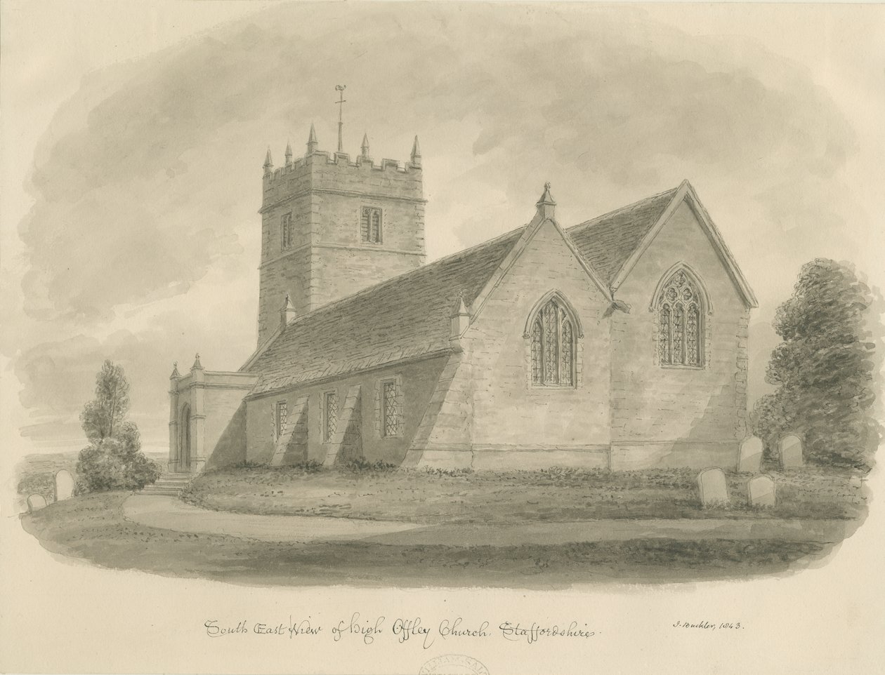 High Offley Kirche von John Buckler