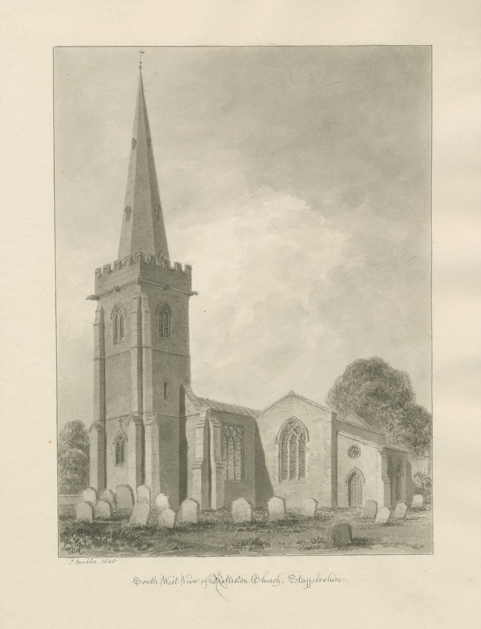 Rolleston Kirche von John Buckler