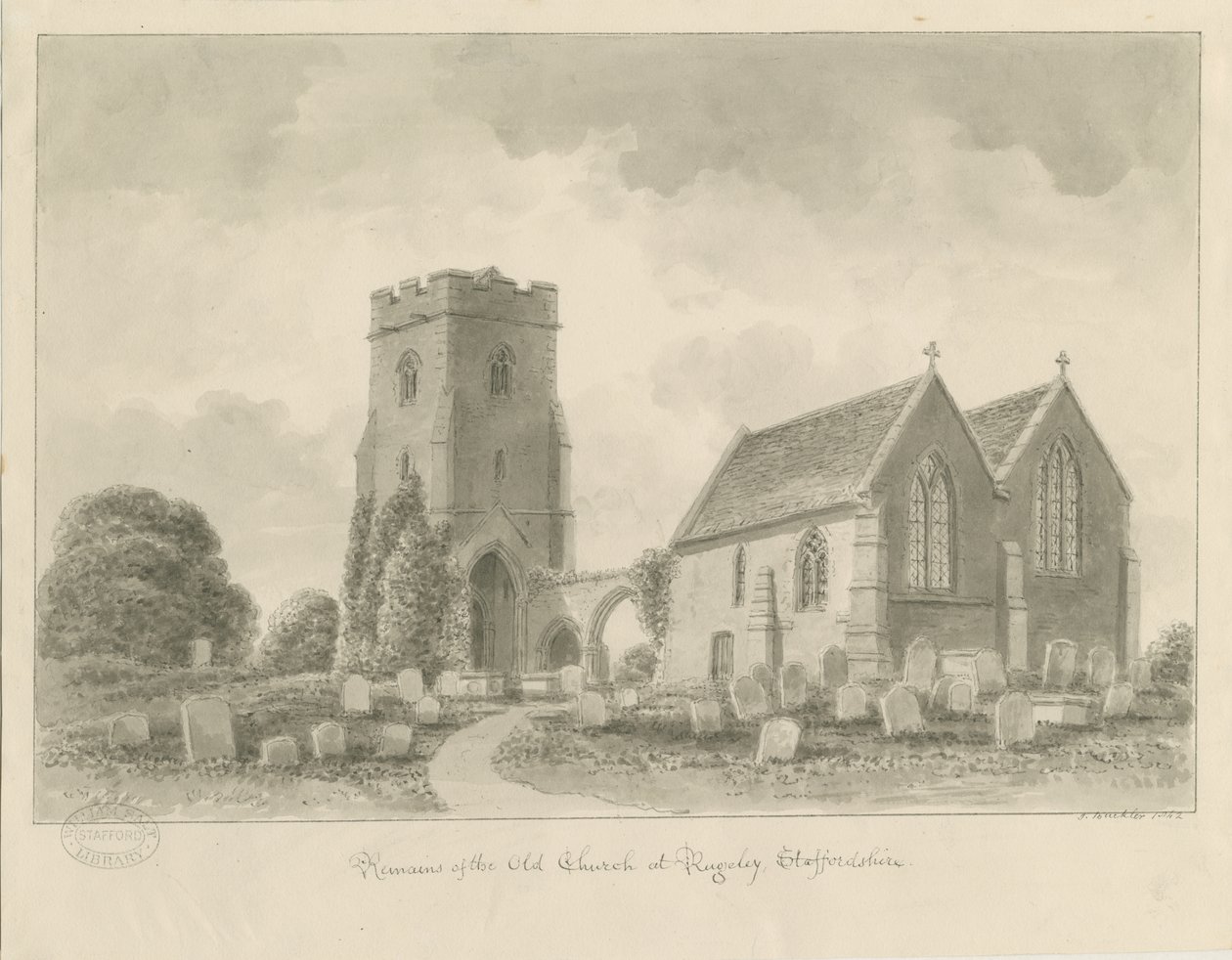 Rugeley Kirche (Alt) von John Buckler