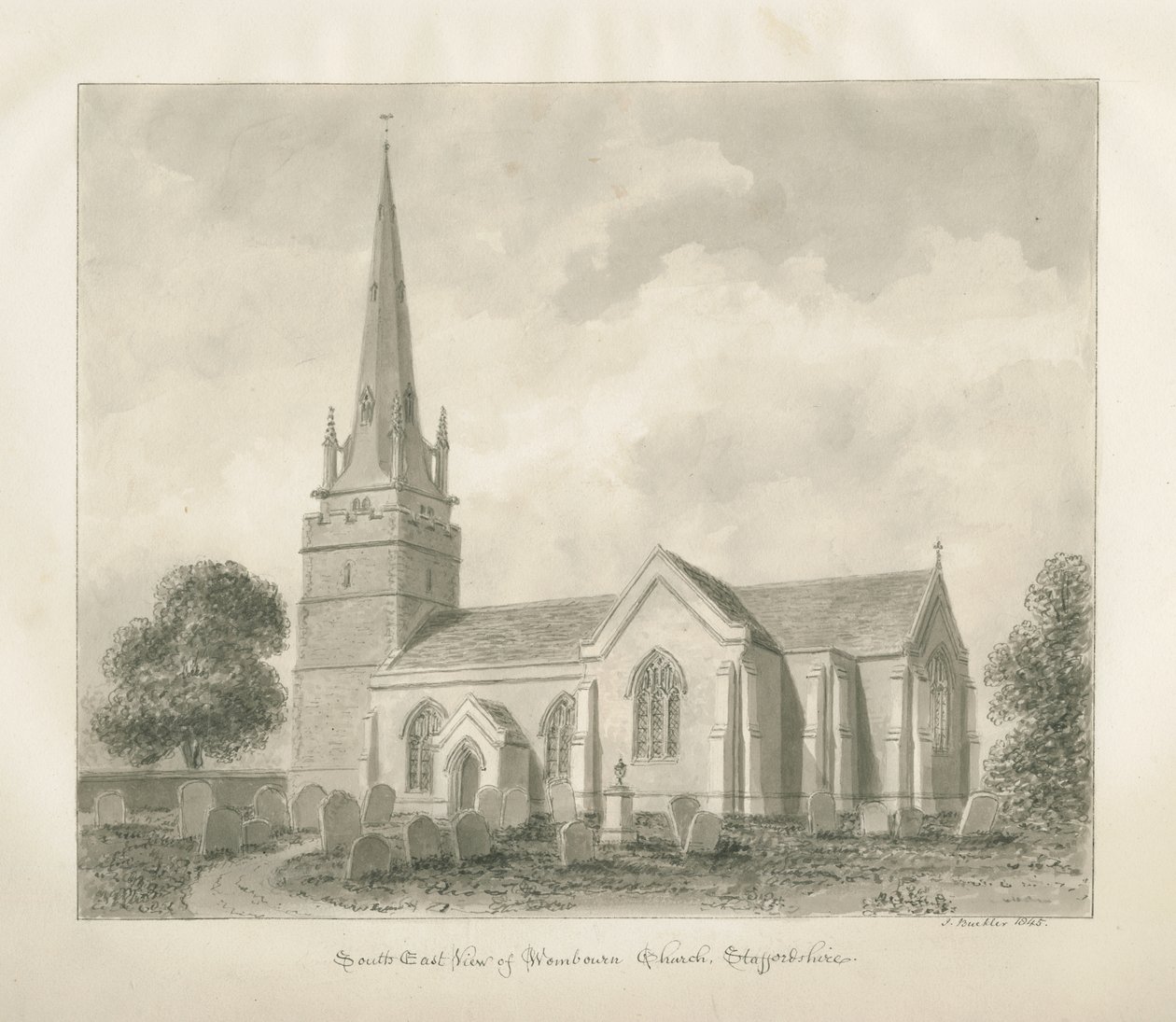 Wombourne Kirche von John Buckler