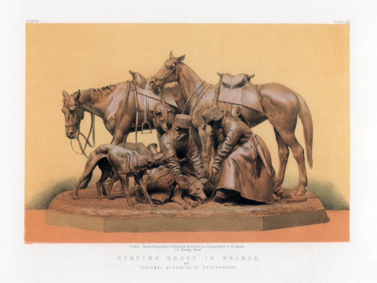 Jagdgruppe in Bronze, 19. Jahrhundert von John Burley Waring