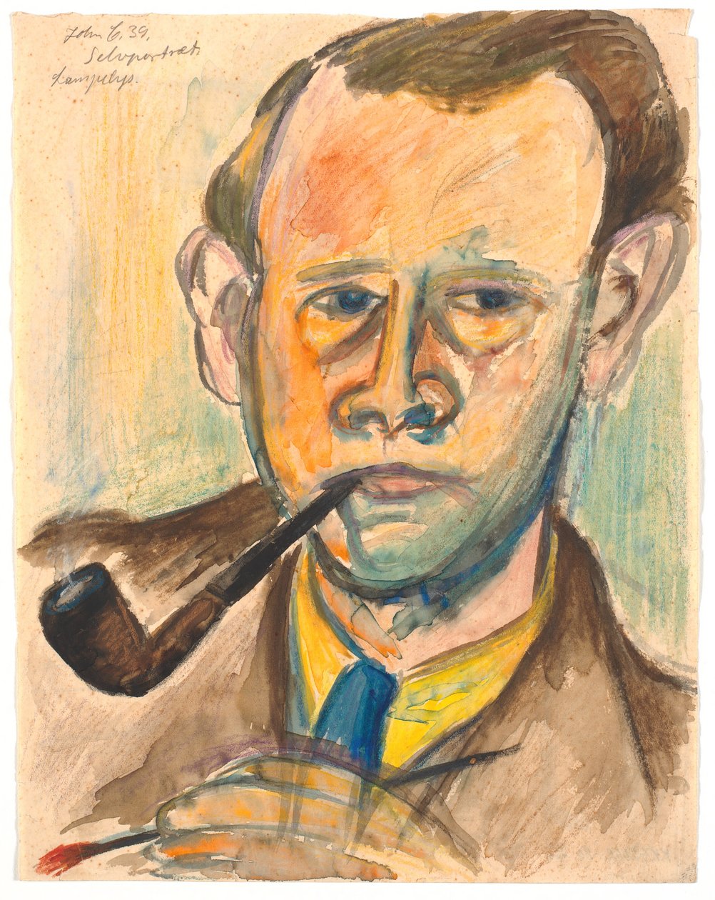 Selbstporträt im Lampenlicht von John Christensen