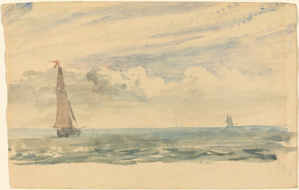 Eine Meereslandschaft mit zwei Segelbooten von John Constable