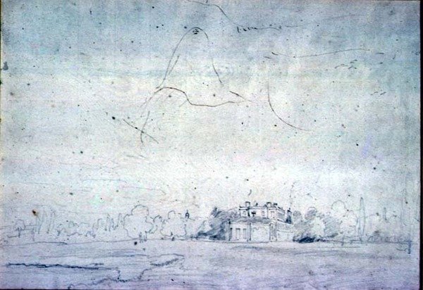 Haus mit einer Baumreihe von John Constable
