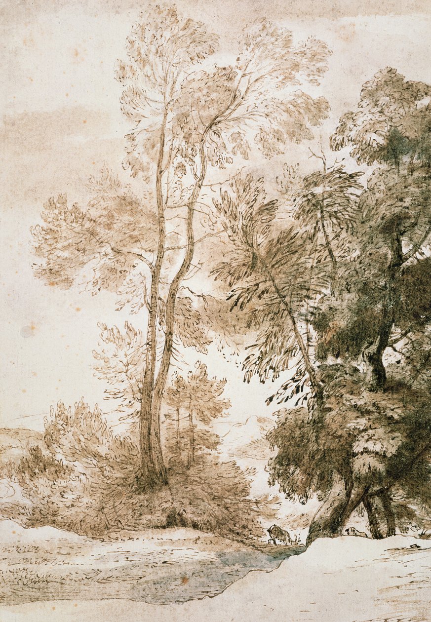 Bäume und Hirsche, nach Claude von John Constable