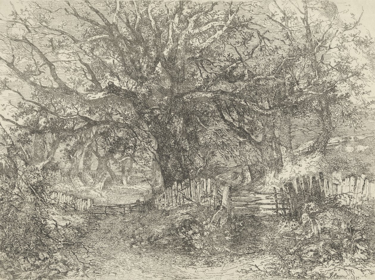 Straßenszene, Trowse Hall, 1813 von John Crome