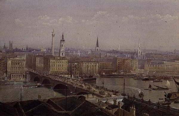 London Bridge mit dem Monument von John Crowther