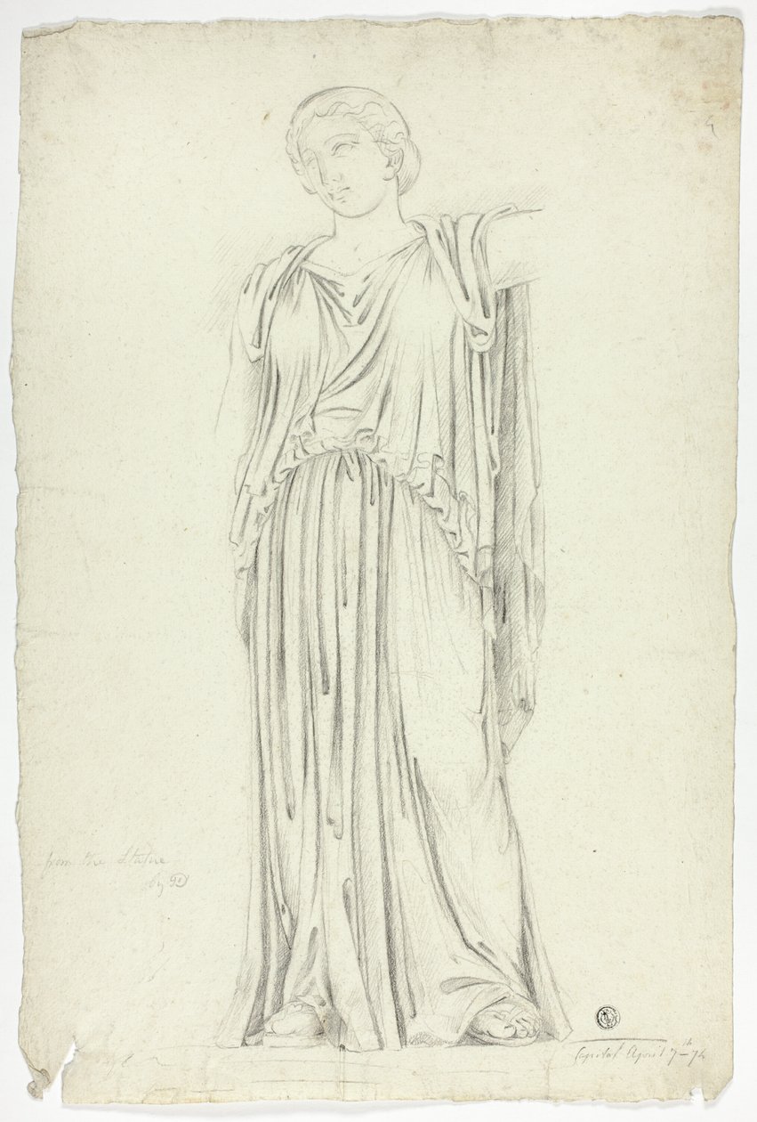 Antike Statue einer drapierten stehenden Frau von John Downman