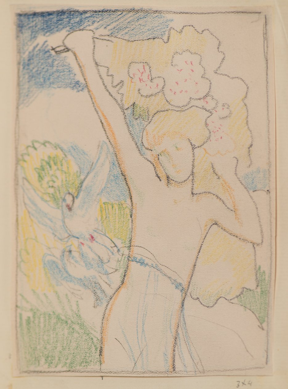 Ohne Titel [Weibliche Figur und Tauben] von John Duncan