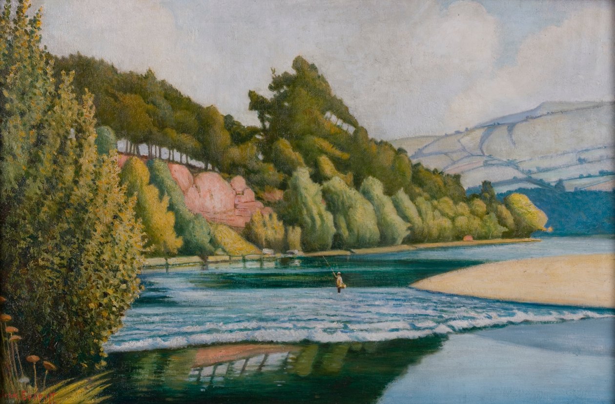 Flusslandschaft mit Fischer von John Everett