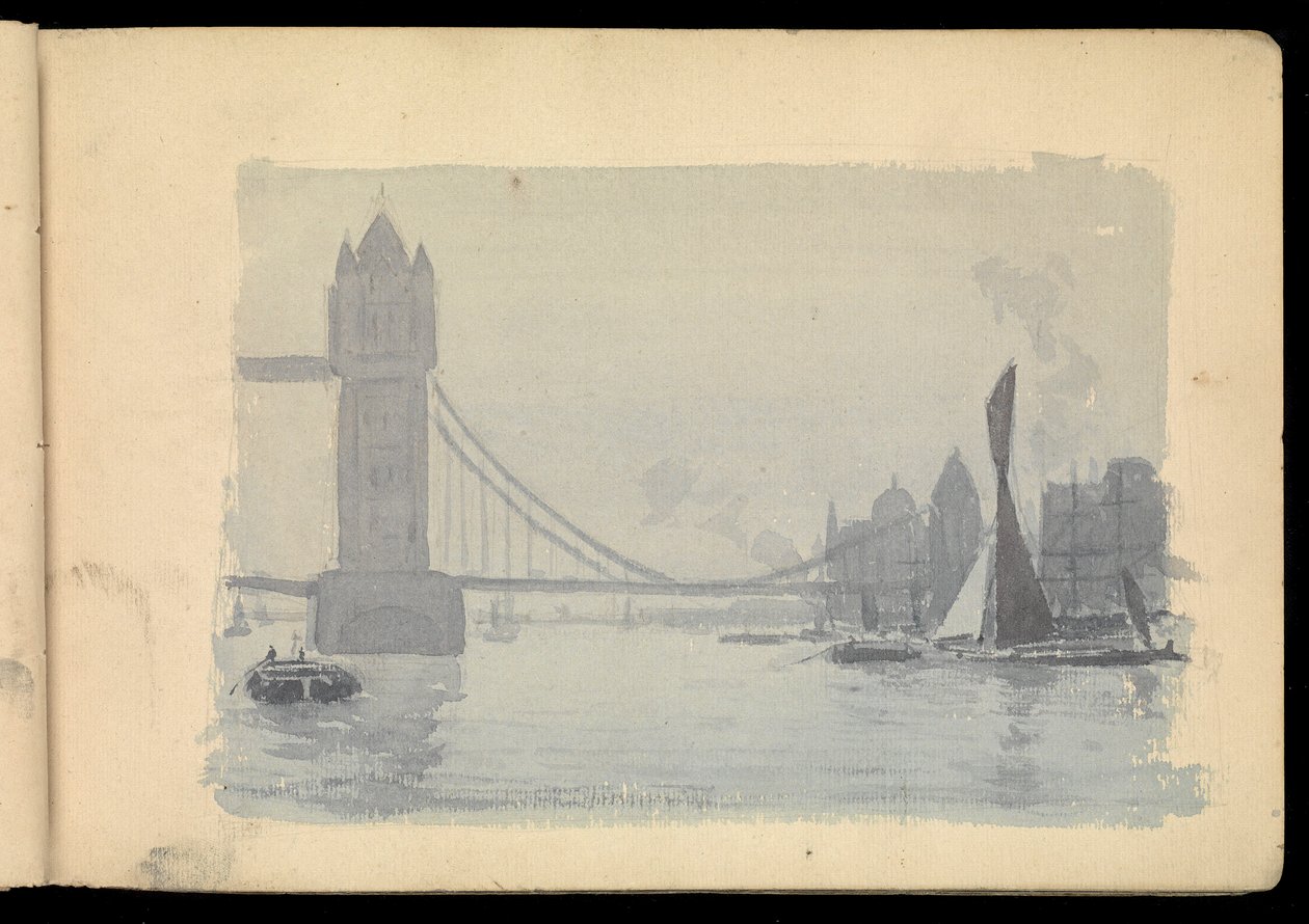 Themse London Szene, Skizzenbuch von John Everett