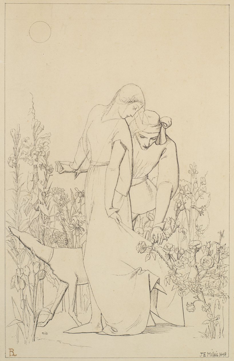 Liebende bei einem Rosenstrauch, 1848 von John Everett Millais