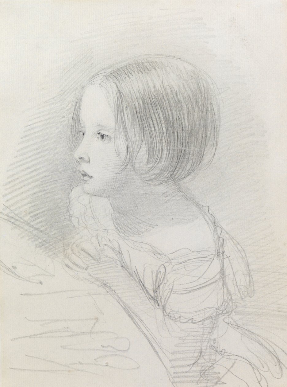 Skizze eines Mädchens von John Everett Millais