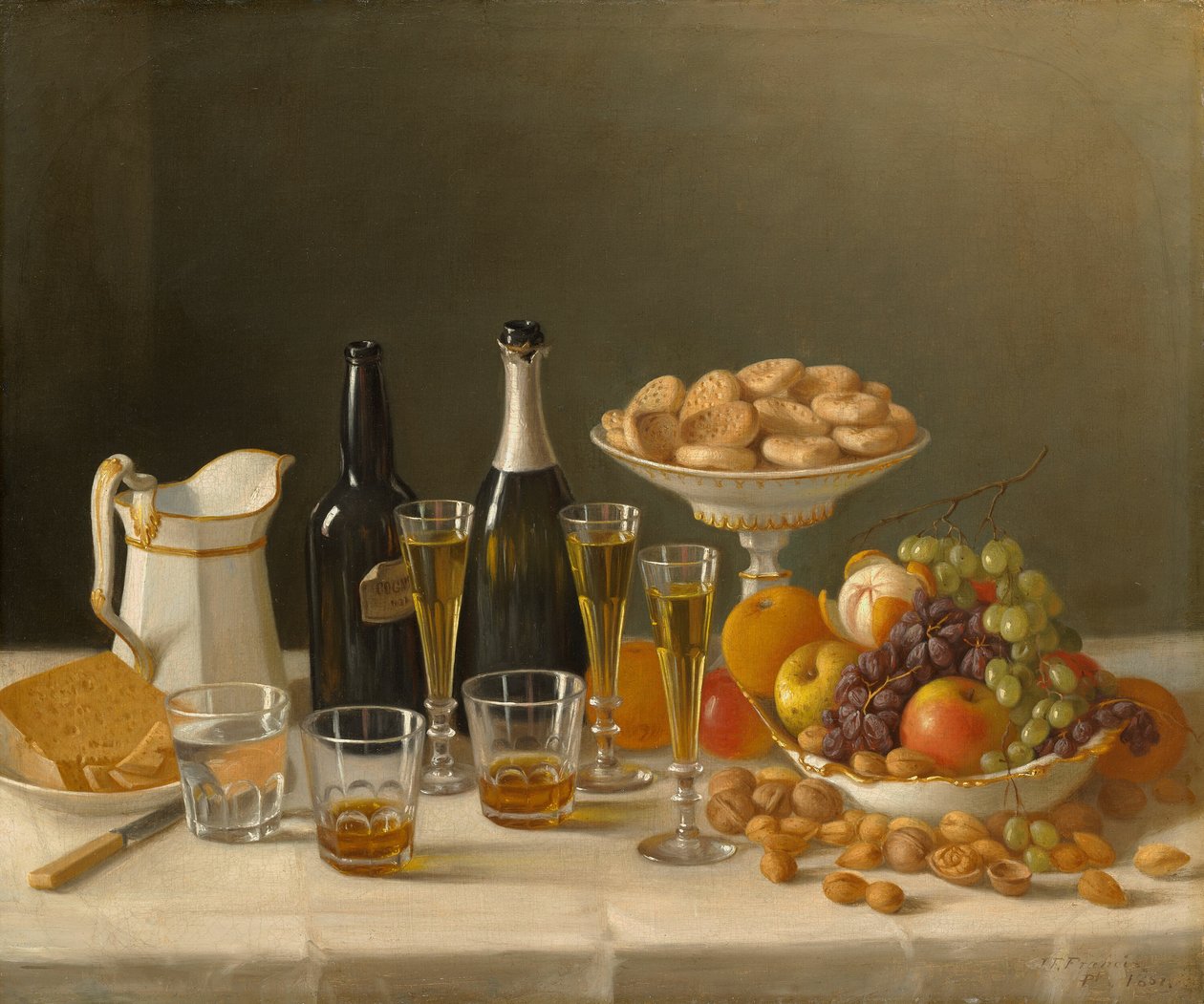 Wein, Käse und Obst, 1857 von John F. Francis