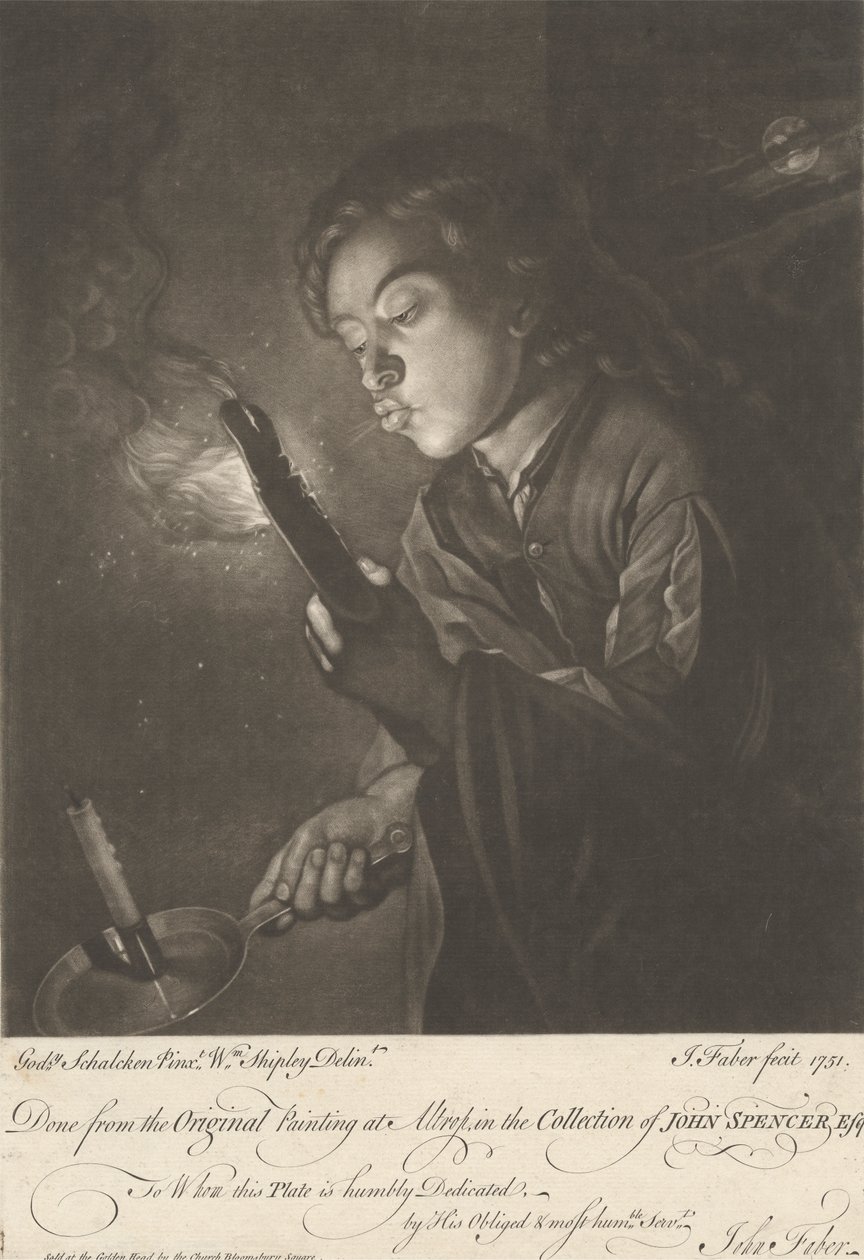 Junge zündet eine Kerze an von John Faber the younger