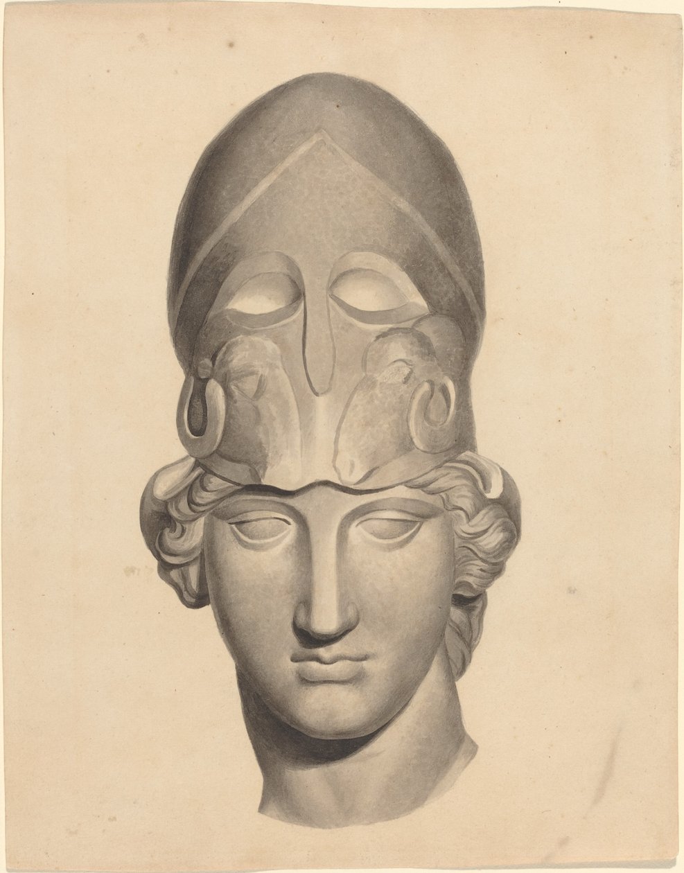 Antiker Kopf mit Helm von John Flaxman