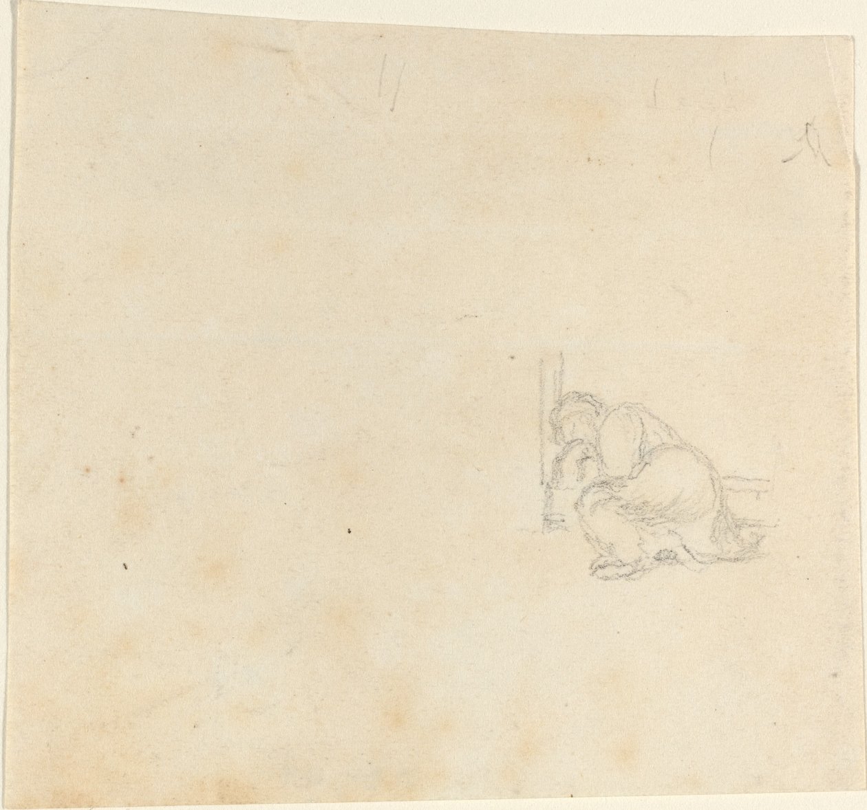 Figur schläft in einer Türöffnung von John Flaxman