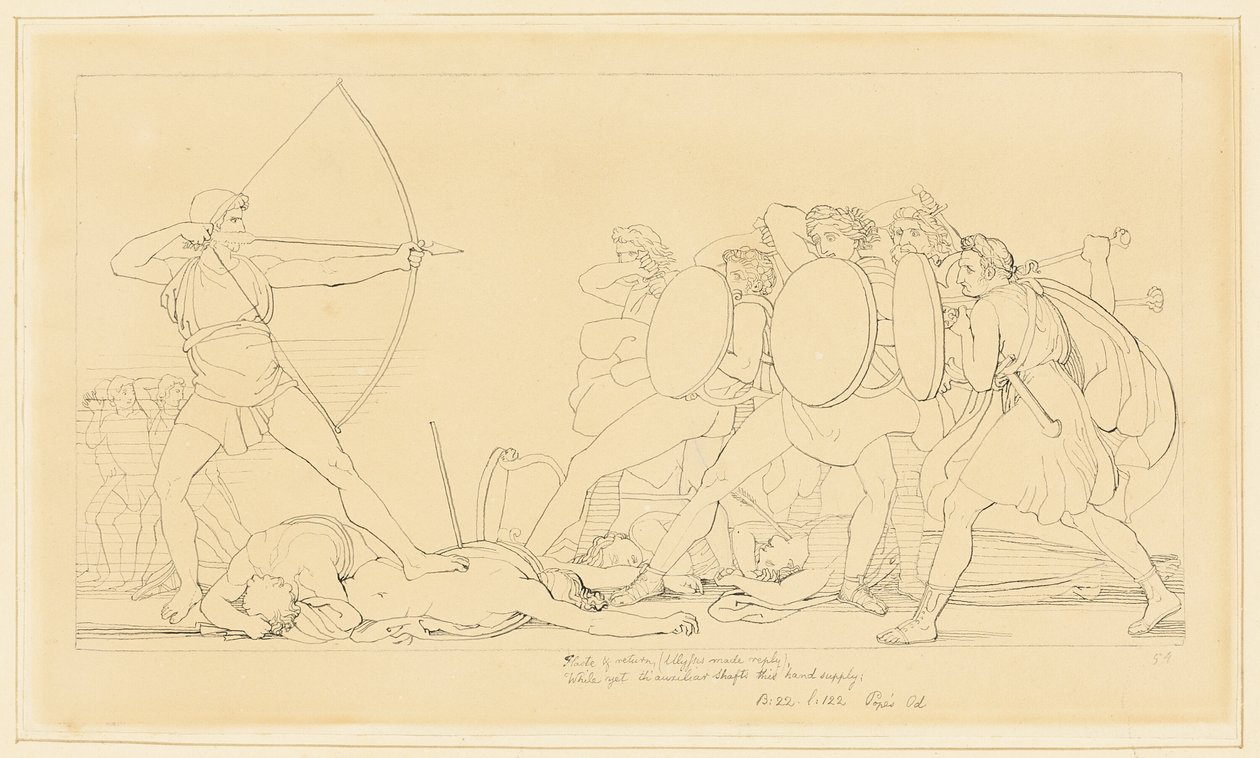 Odysseus tötet die Freier von John Flaxman