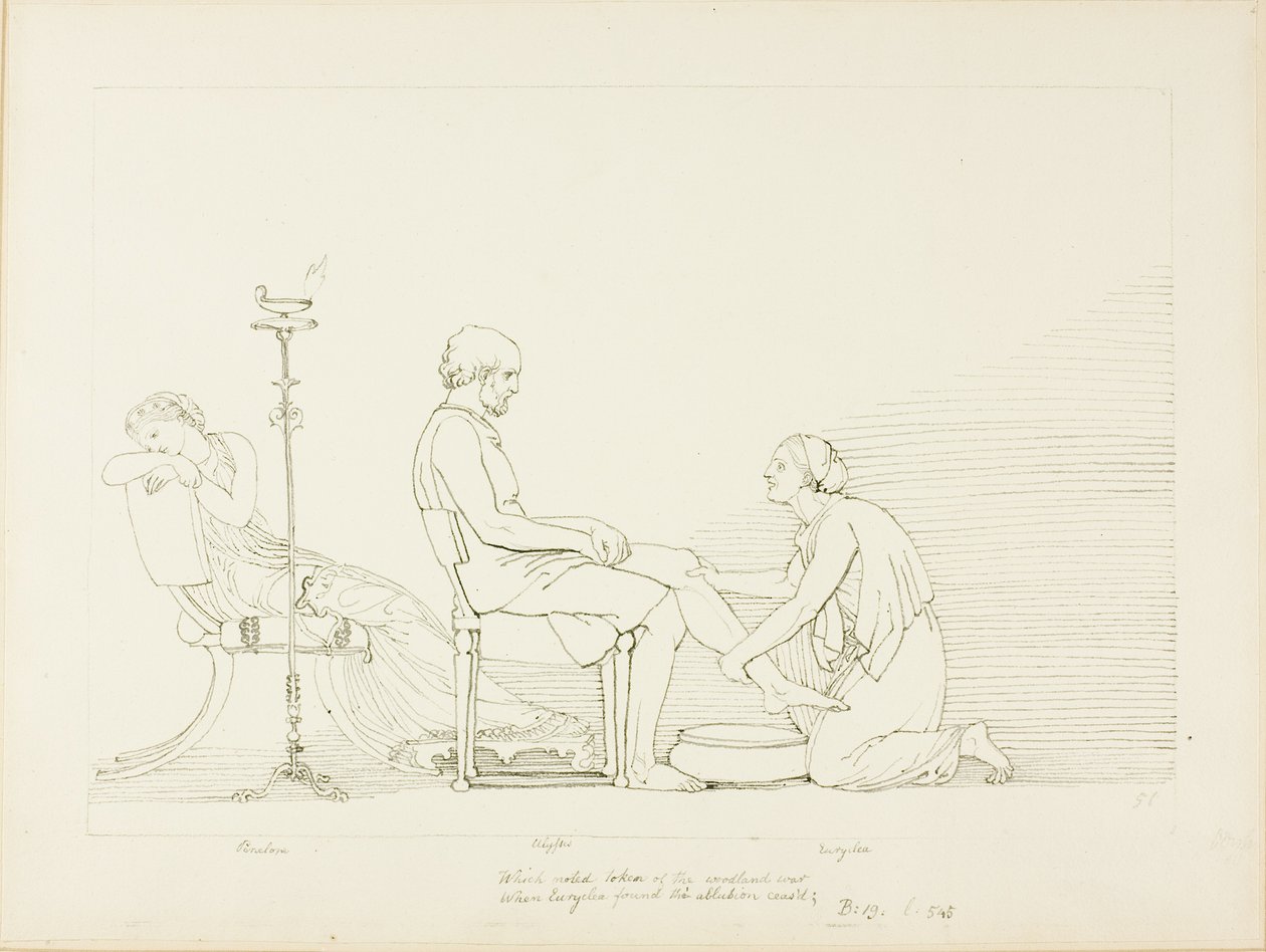 Odysseus, Penelope und Eurykleia von John Flaxman