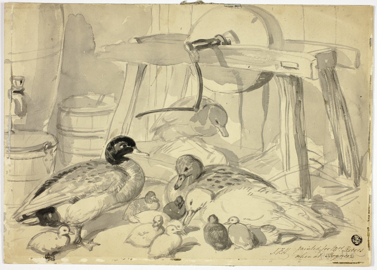 Enten, Entenküken und Schleifstein von John Frederick Herring I
