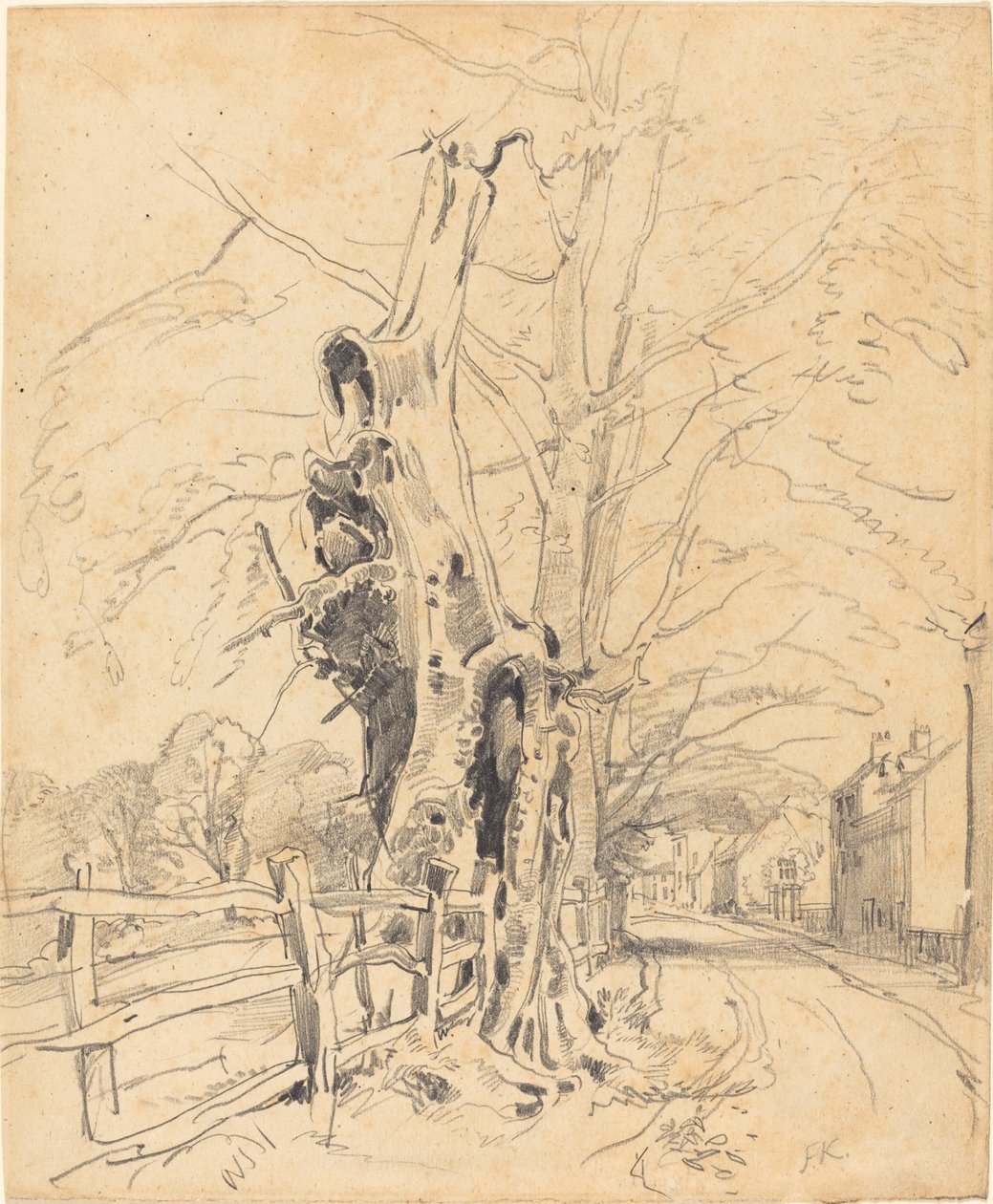 Bäume an einem Eisenbahnzaun von John Frederick Kensett