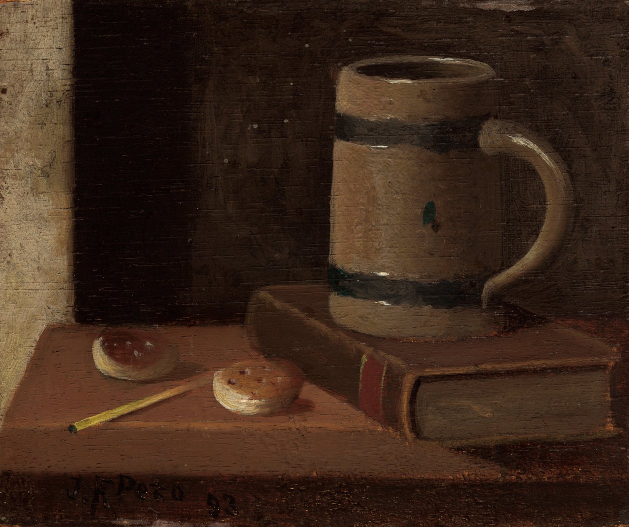 Tasse, Buch, Kekse und Streichholz, 1893 von John Frederick Peto
