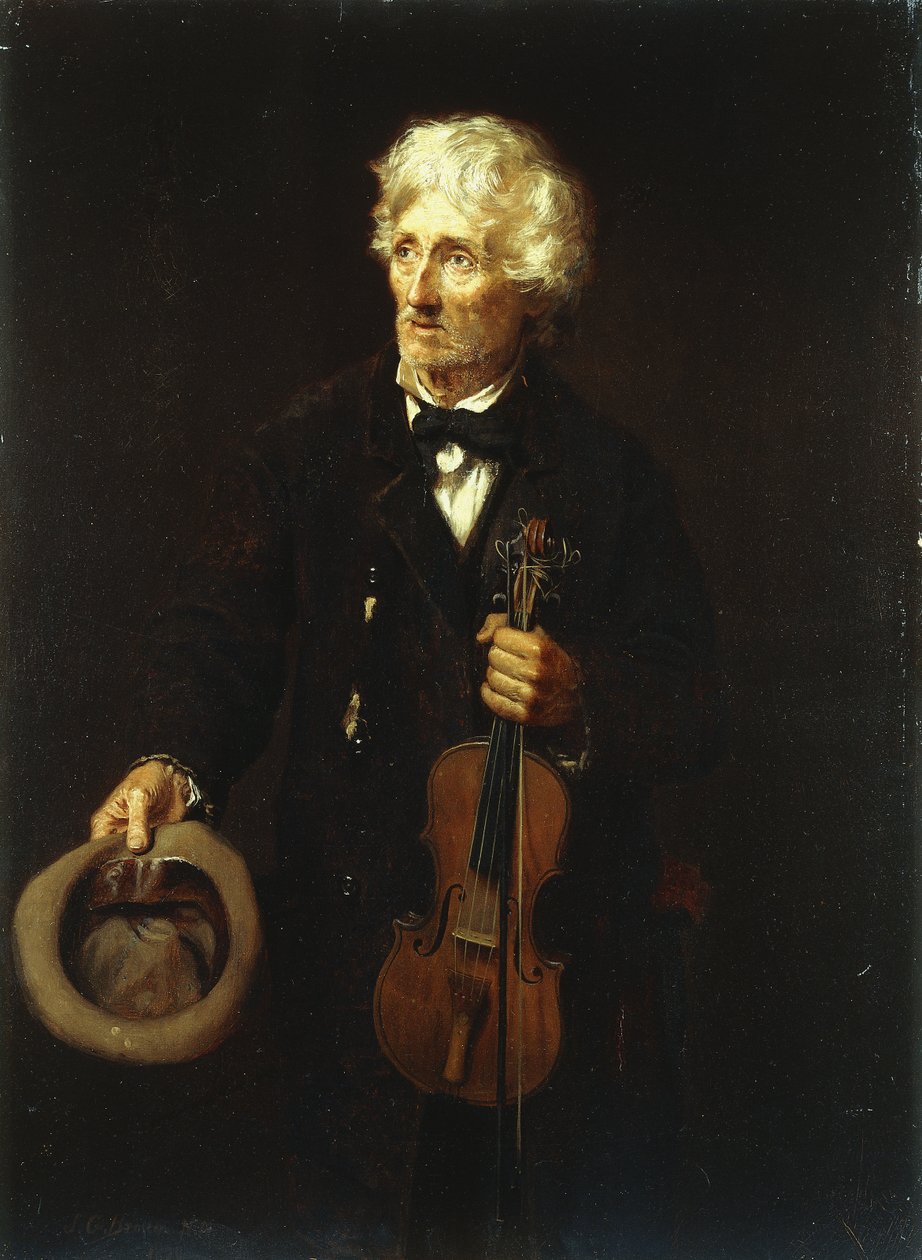 Mann mit Geige, 1879 von John George Brown