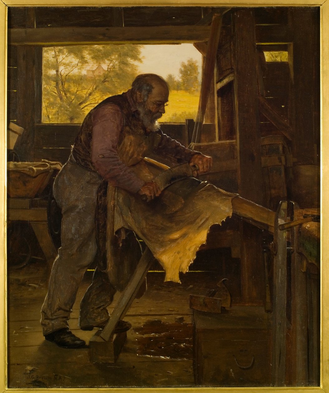 Vorbereitung einer Hirschhaut, 1904 von John George Brown