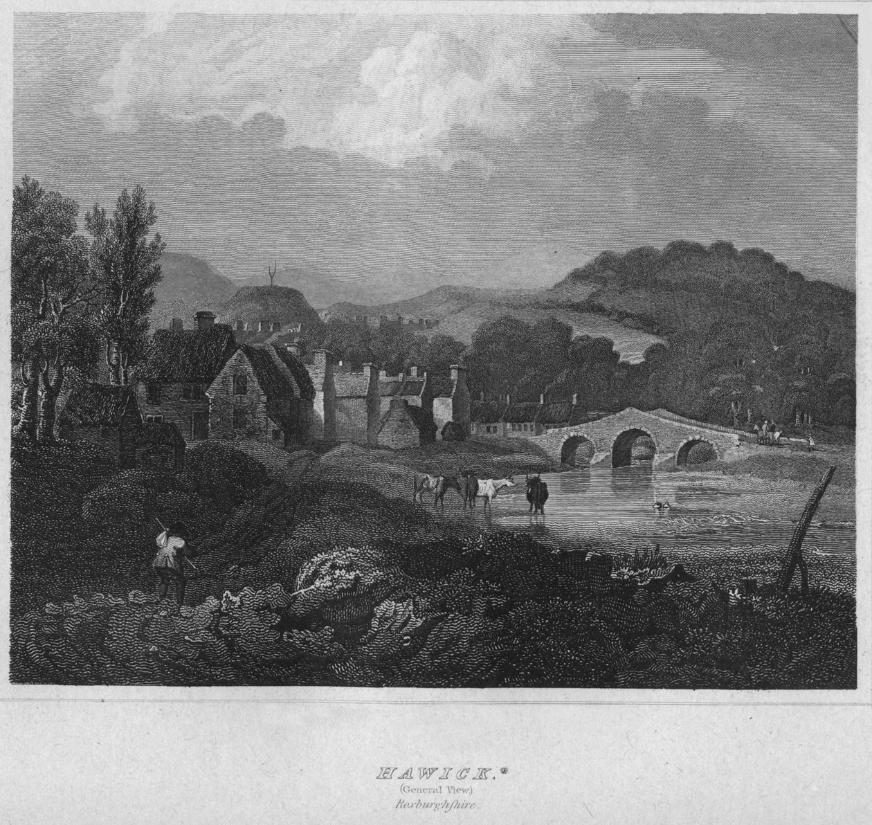 Hawick. Gesamtansicht. Roxburghshire, 1814 von John Greig