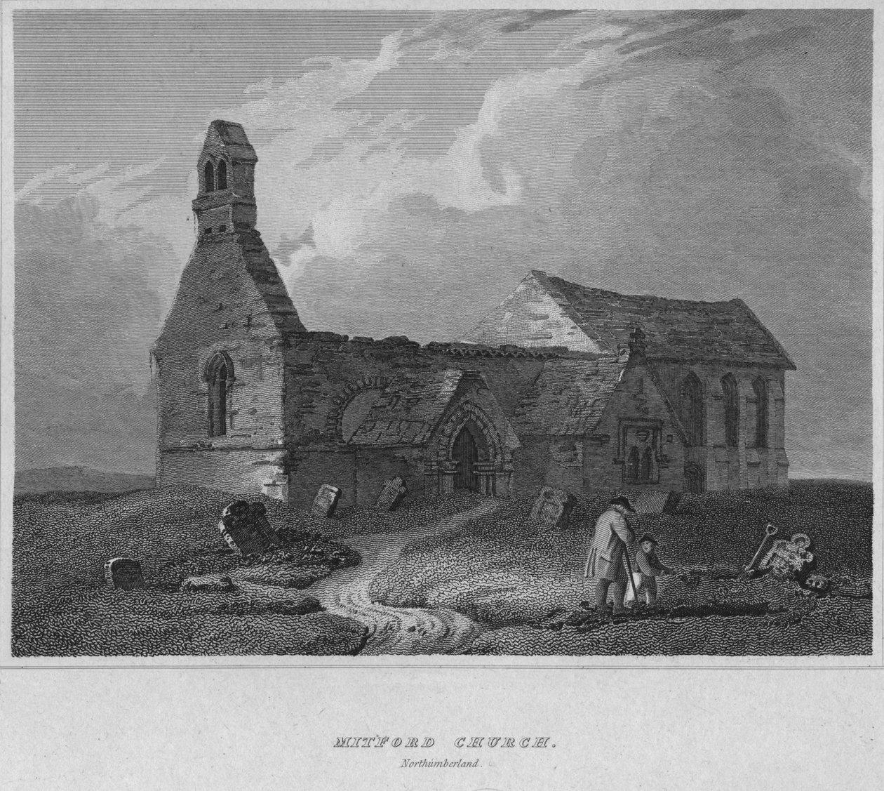Mitford Kirche, Northumberland, 1814 von John Greig