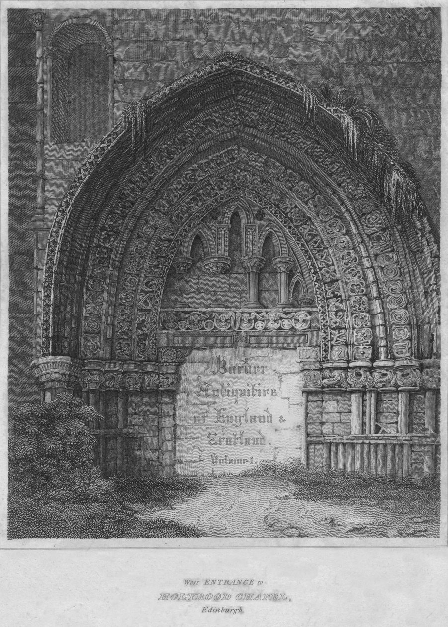 Westlicher Eingang zur Holyrood-Kapelle, Edinburgh, 1814 von John Greig