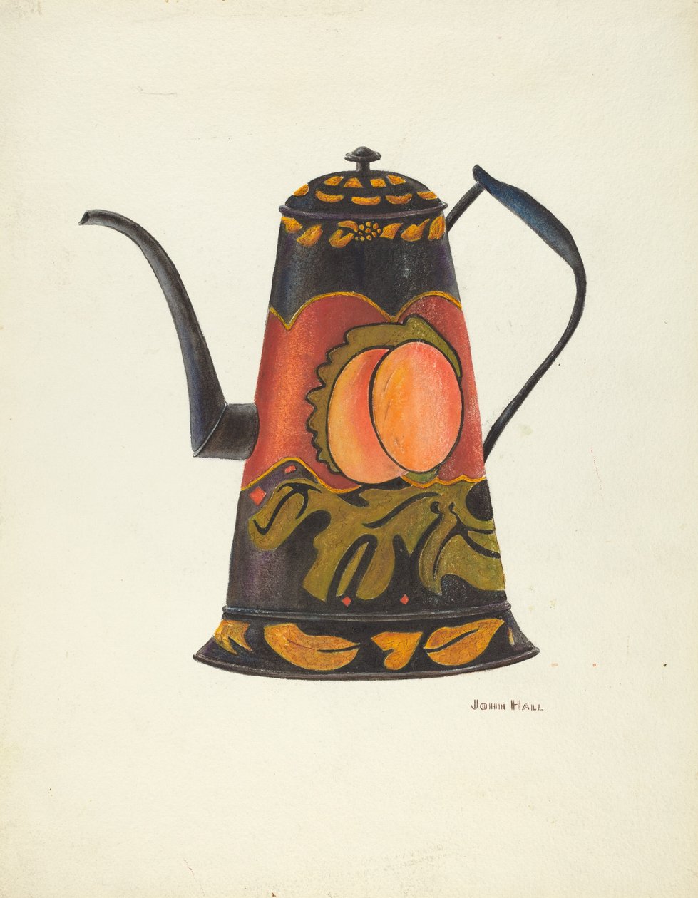 Toleware-Kaffeekanne, 1935-1942 von John Hall