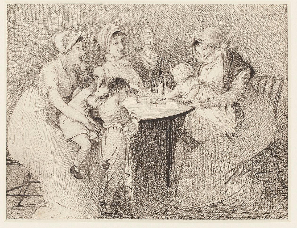 Ein Kinderspiel mit Spinnrad, 1807 von John Harden