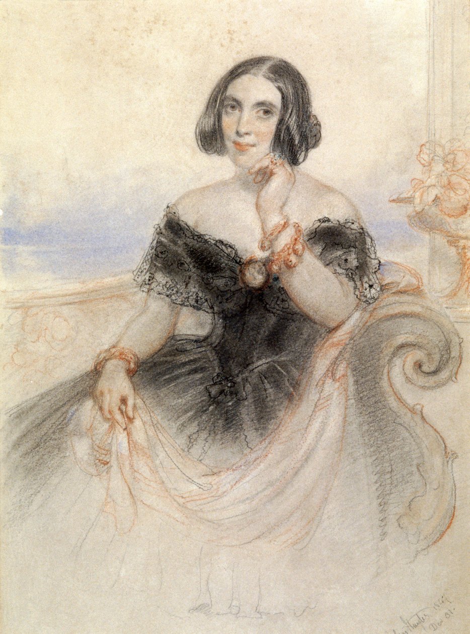Dame in einem schwarzen Kleid, 1847 von John Hayter