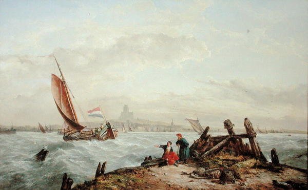 Vor einem niederländischen Hafen von John James Wilson
