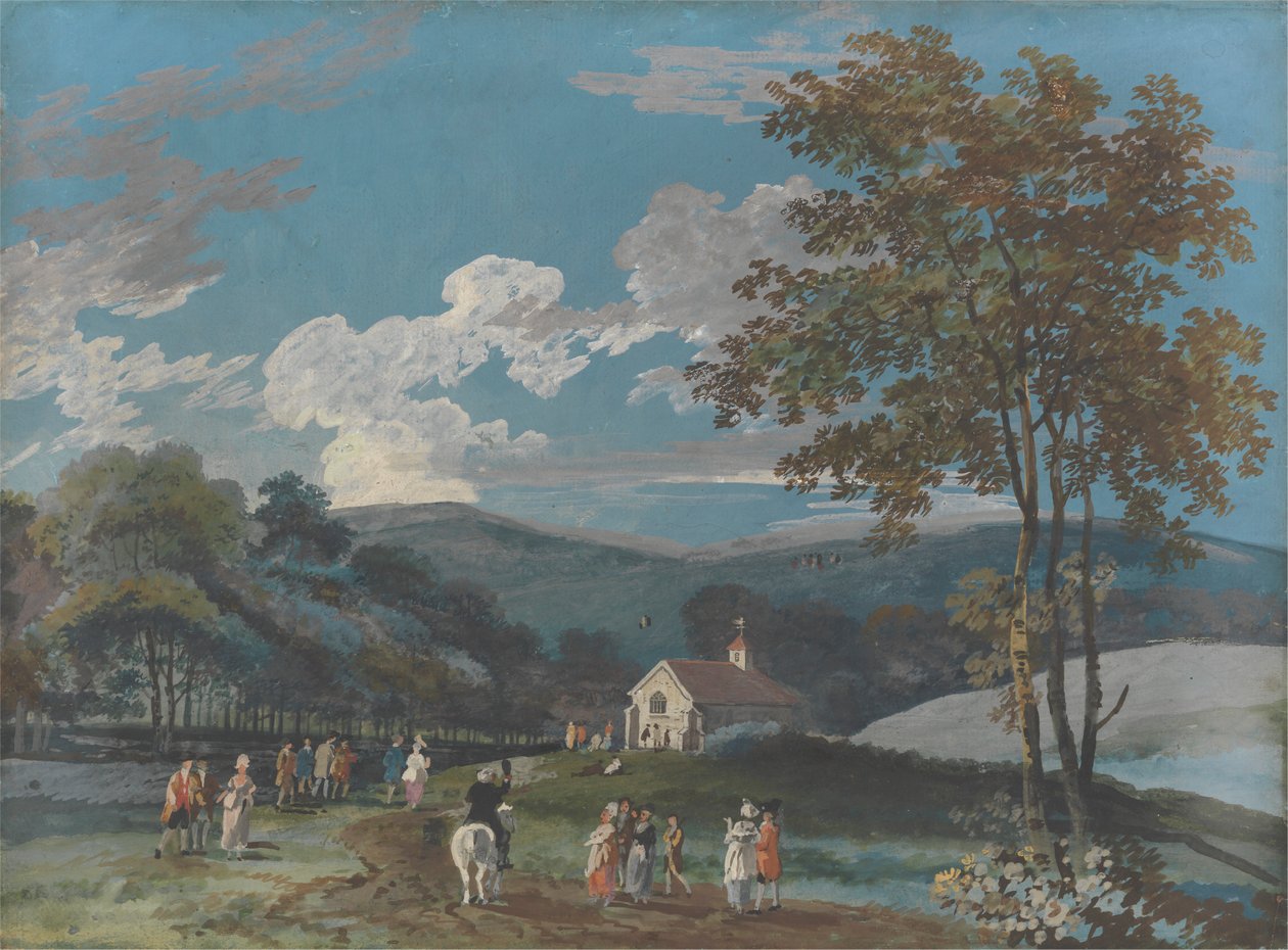 Eine Landkirche zwischen Hügeln von John Laporte
