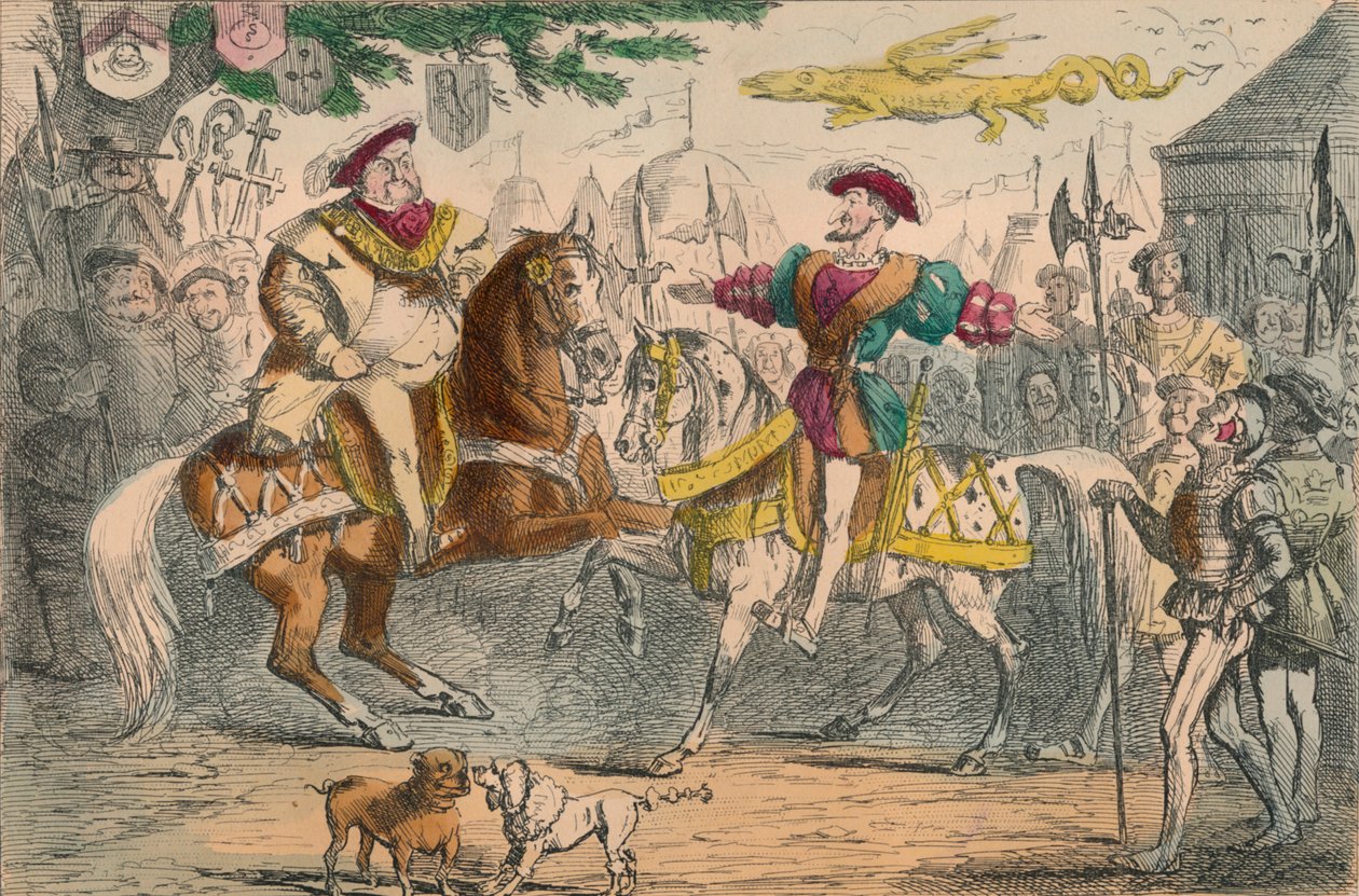 Heinrich VIII. trifft Franz I., 1850 von John Leech