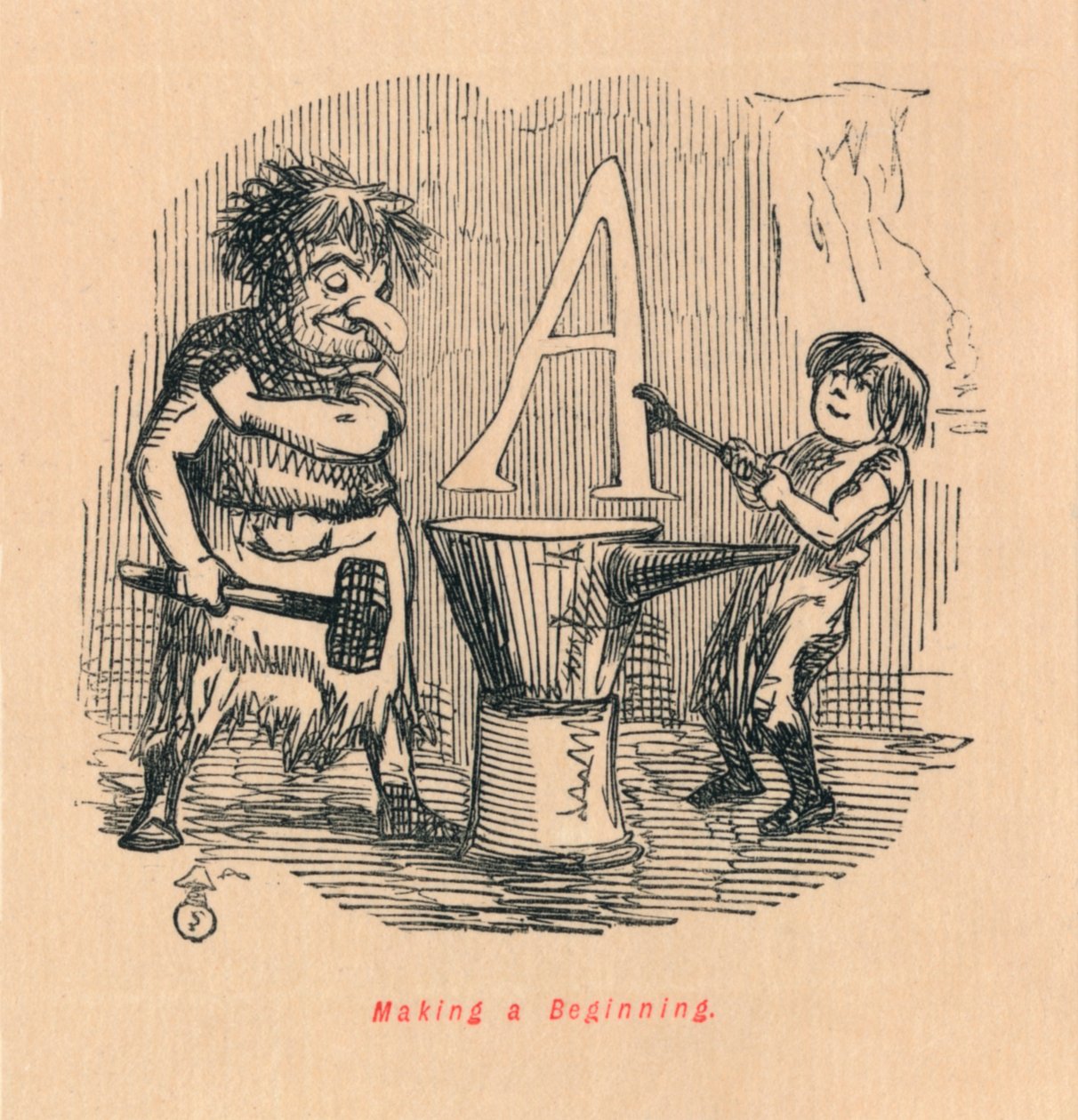 Ein Anfang machen, ca. 1860 von John Leech