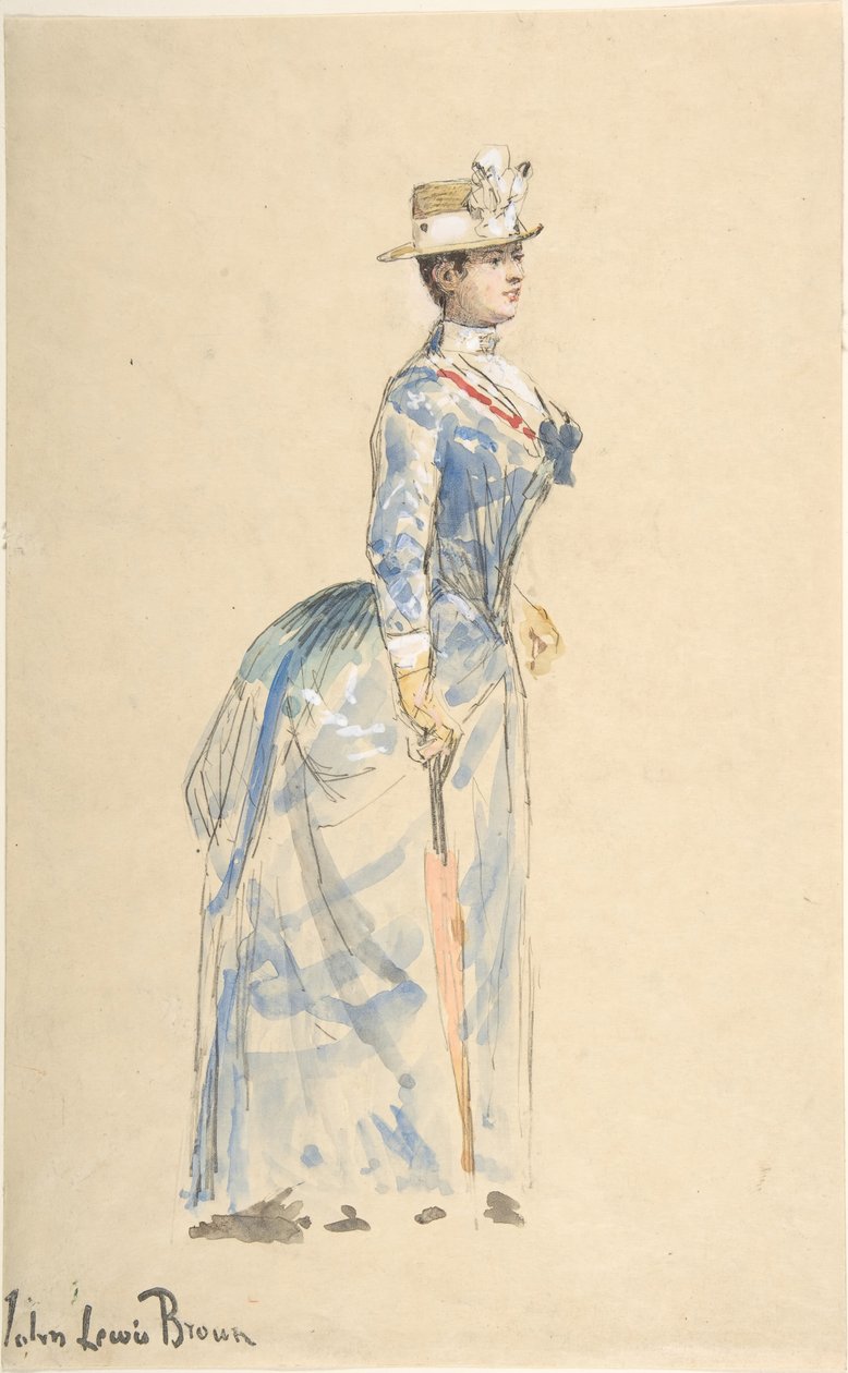 Frau in Blau gekleidet, 19. Jahrhundert von John Lewis Brown