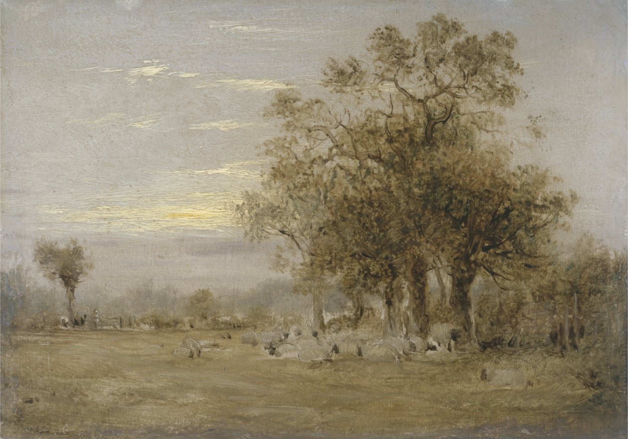 Schafe beim Grasen von John Linnell