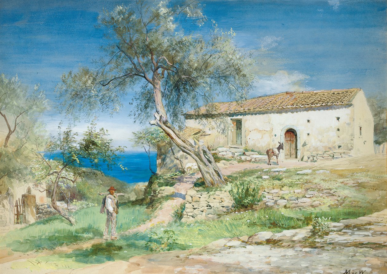 Eine Villa in Taormina, Sizilien von John MacWhirter