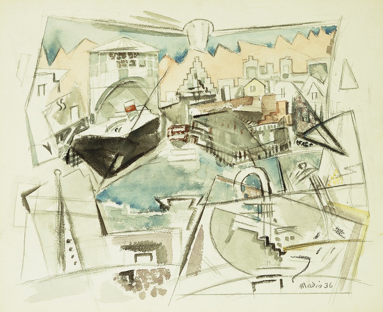 Waterfront, Manhattan von John Marin