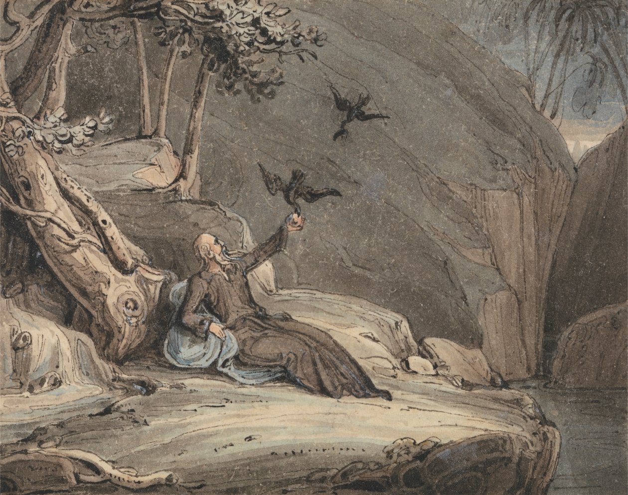 Die Raben füttern Elija von John Martin