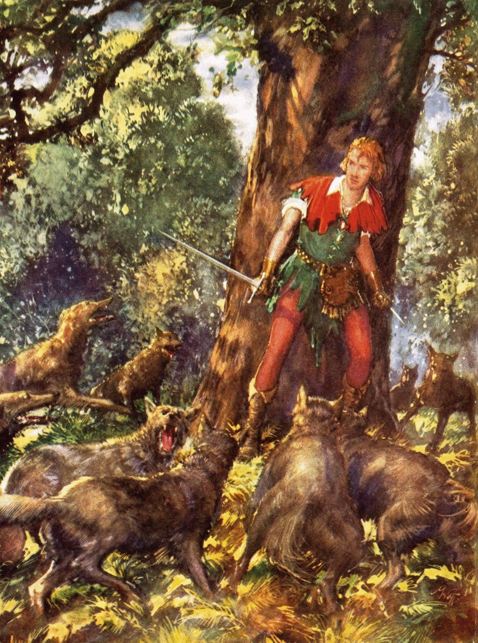 Robin Hood von Wölfen umzingelt von John Millar Watt