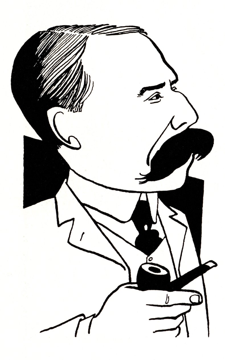 Edward Elgar - Karikatur mit Pfeife von John Minnion