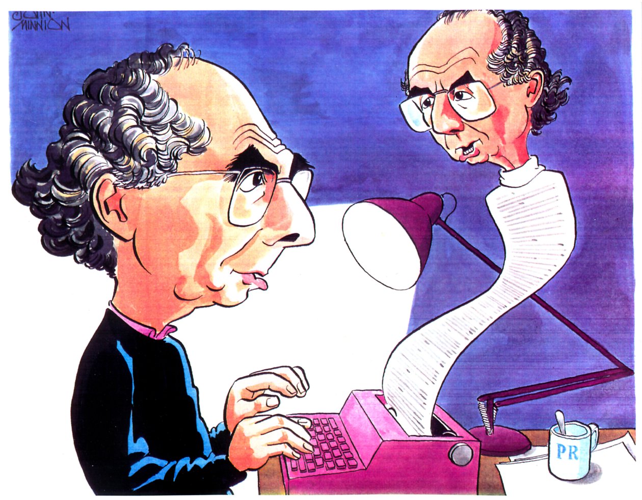 Philip Roth Karikatur von John Minnion