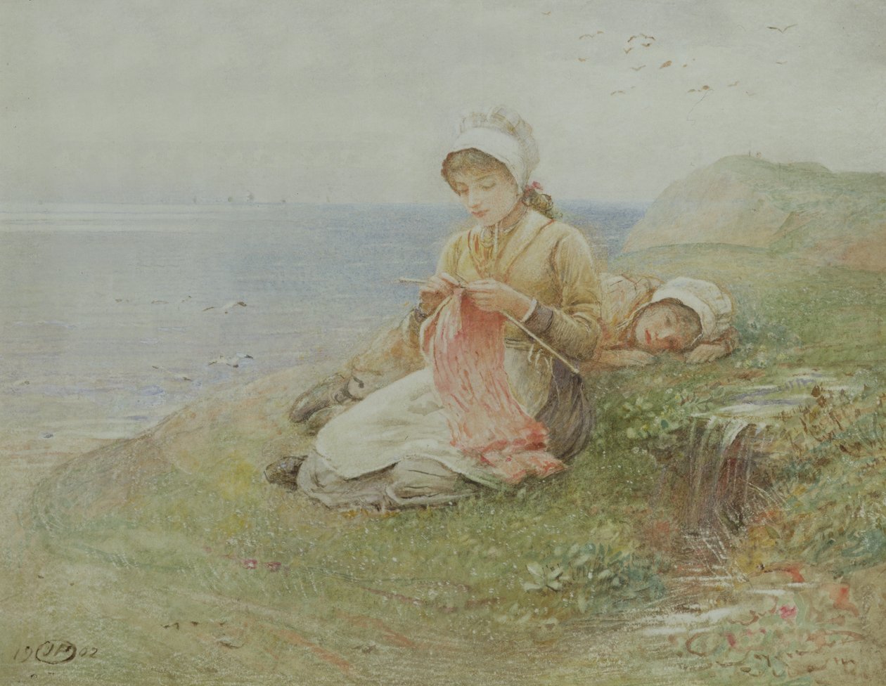 Mädchen beim Stricken von John Parker